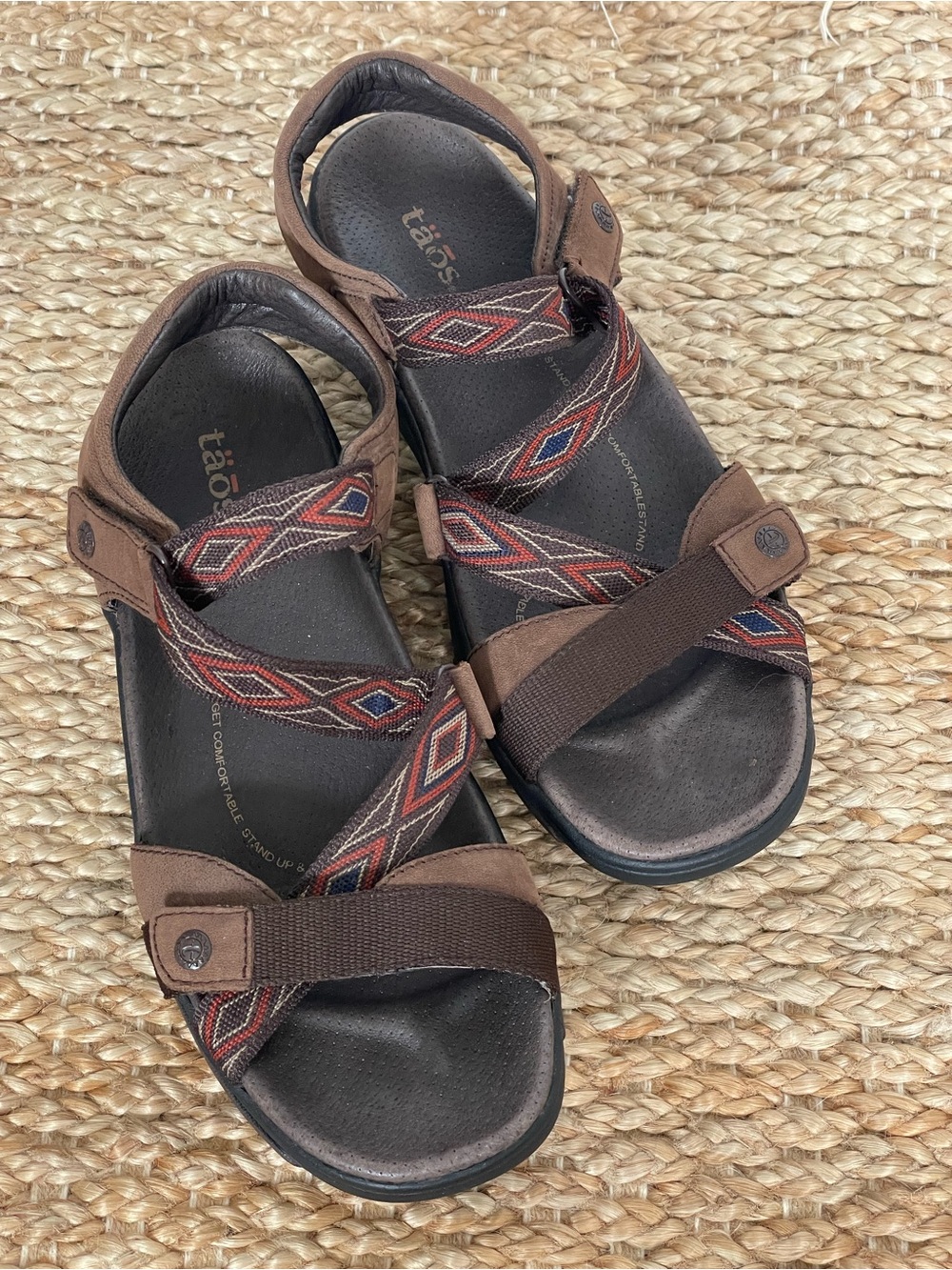 Taos Brown Leather Strappy Sandals Comfort US 9 Comfort Casual Bohemian